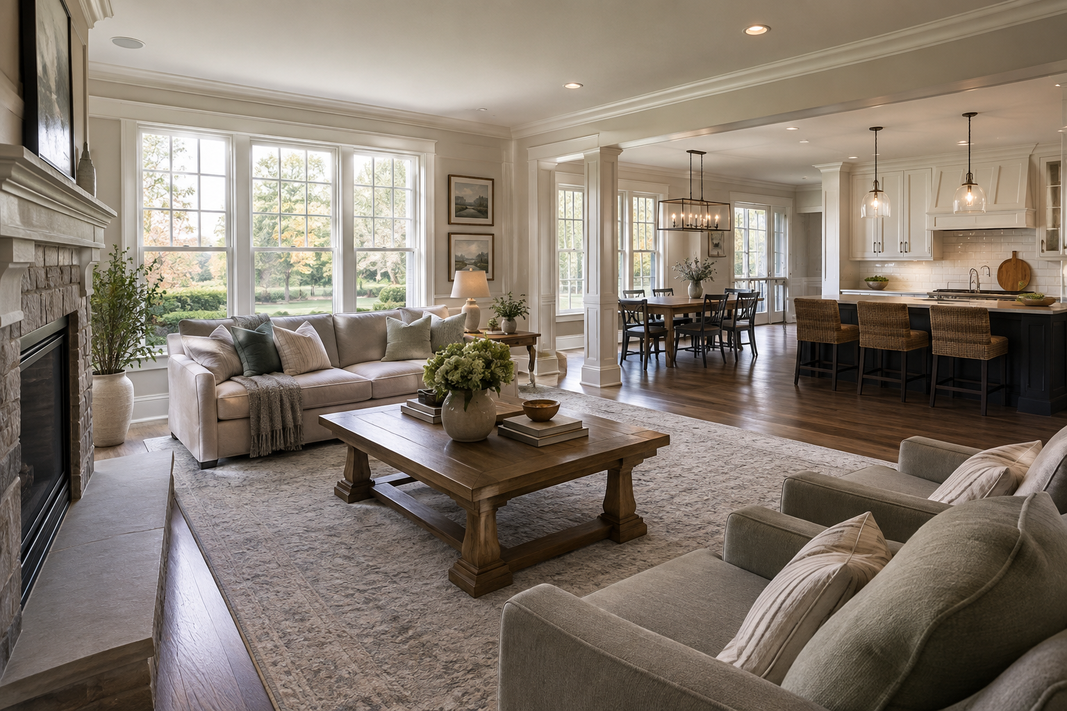 An open concept Metro Detroit living room